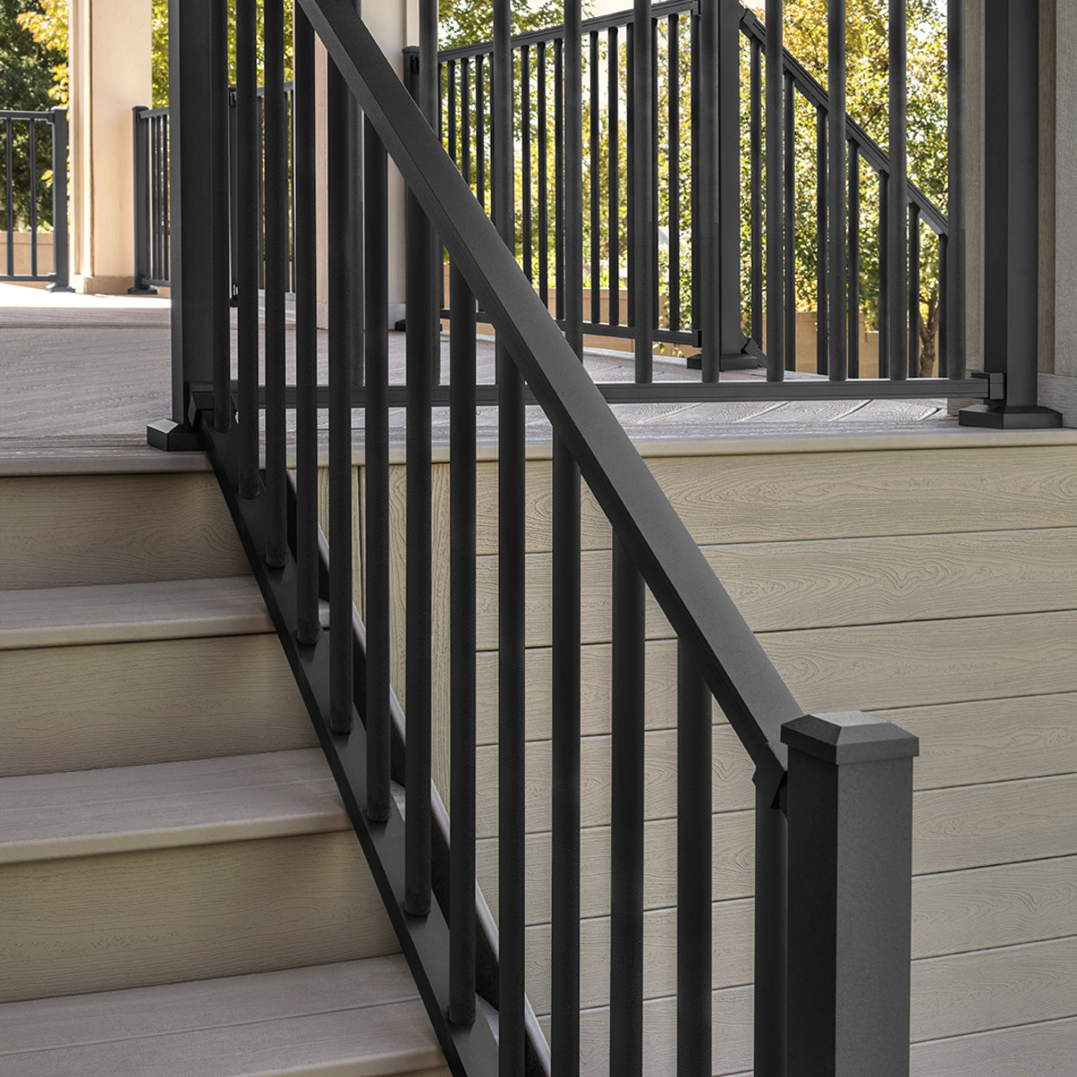 Main 4 - 72-in x 36-in Signature Rail Kit with Round Balusters-Stair-Charcoal Black - Arlington Coal & Lumber