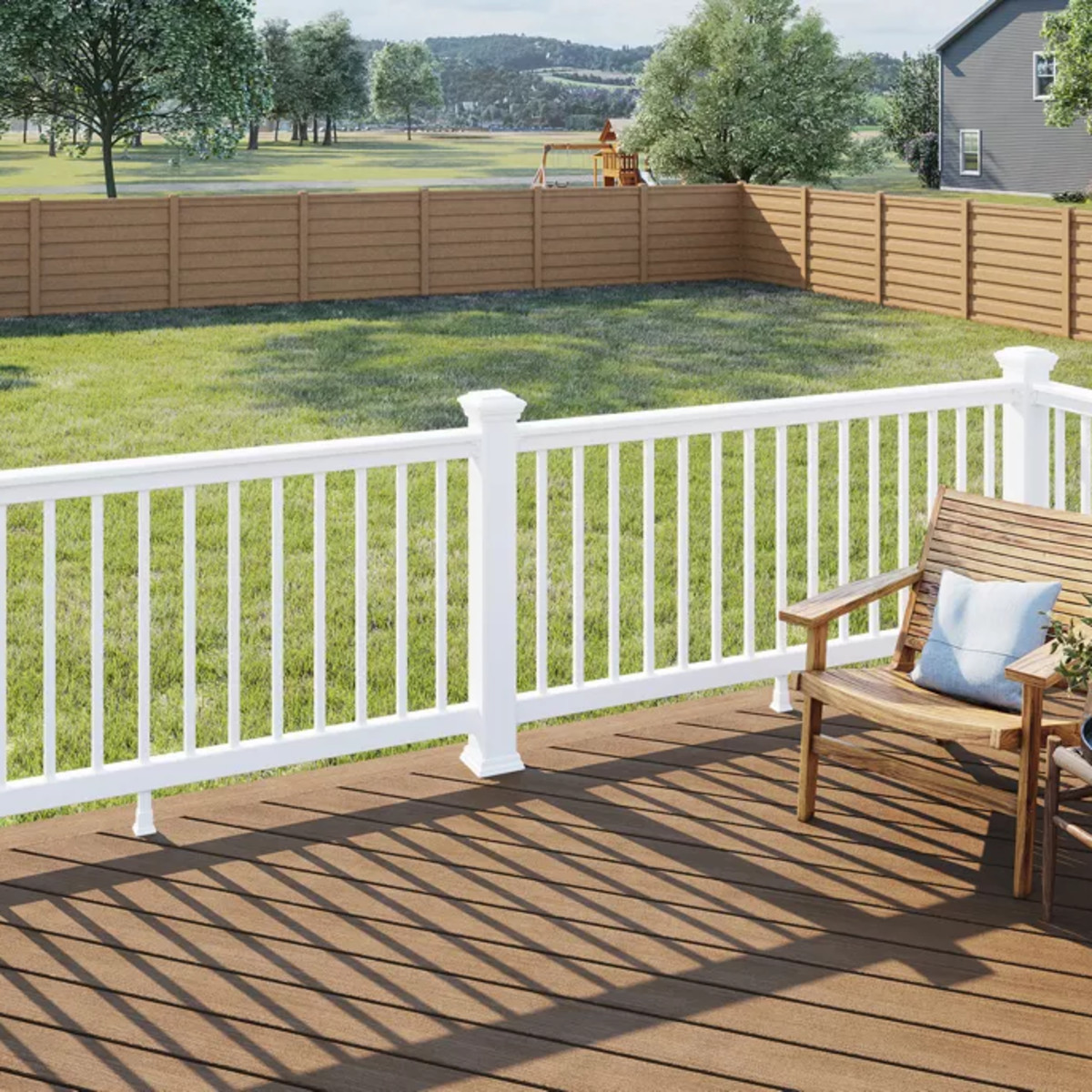 Main 6 - 8-ft x 36-in Select Horizontal T-Rail Kit with Square Composites Balusters - Classic White - Arlington Coal & Lumber