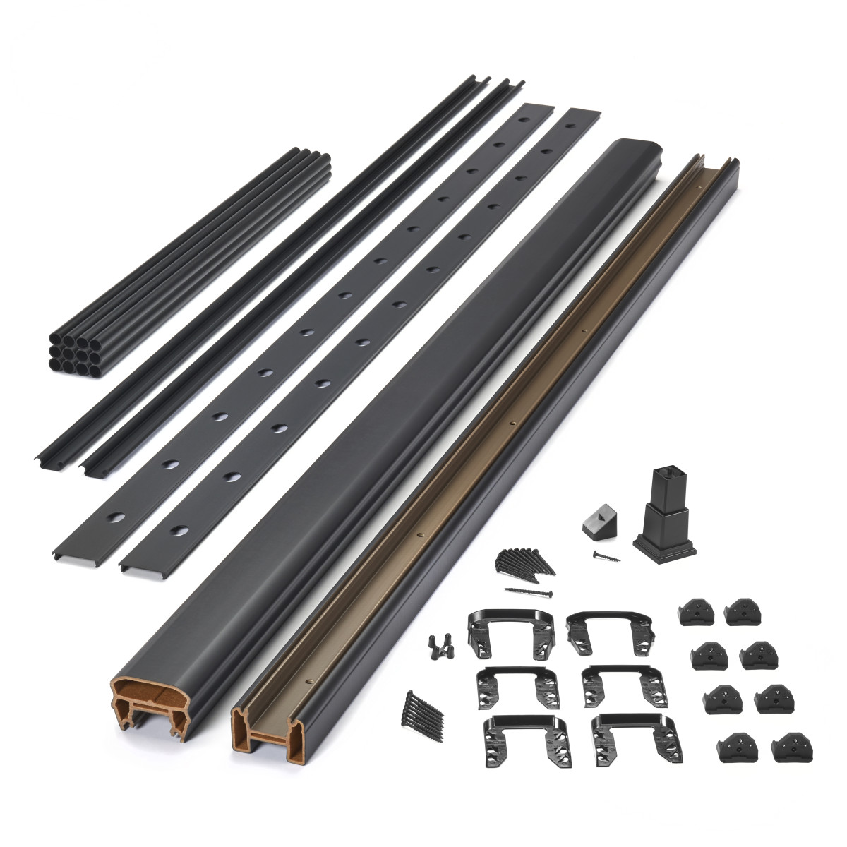 Main 10 - 8-ft x 36-in Transcend Horizontal Rail Kit with Round Aluminum Balusters - Classic White Full Span - Arlington Coal & Lumber