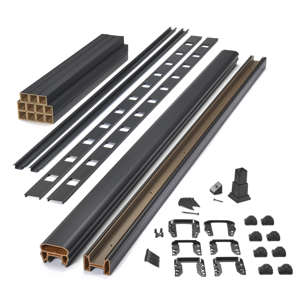 Main 6 - 8-ft x 36-in Transcend Stair Rail Kit with Composite Balusters - Charcoal Black Full Span - Arlington Coal & Lumber