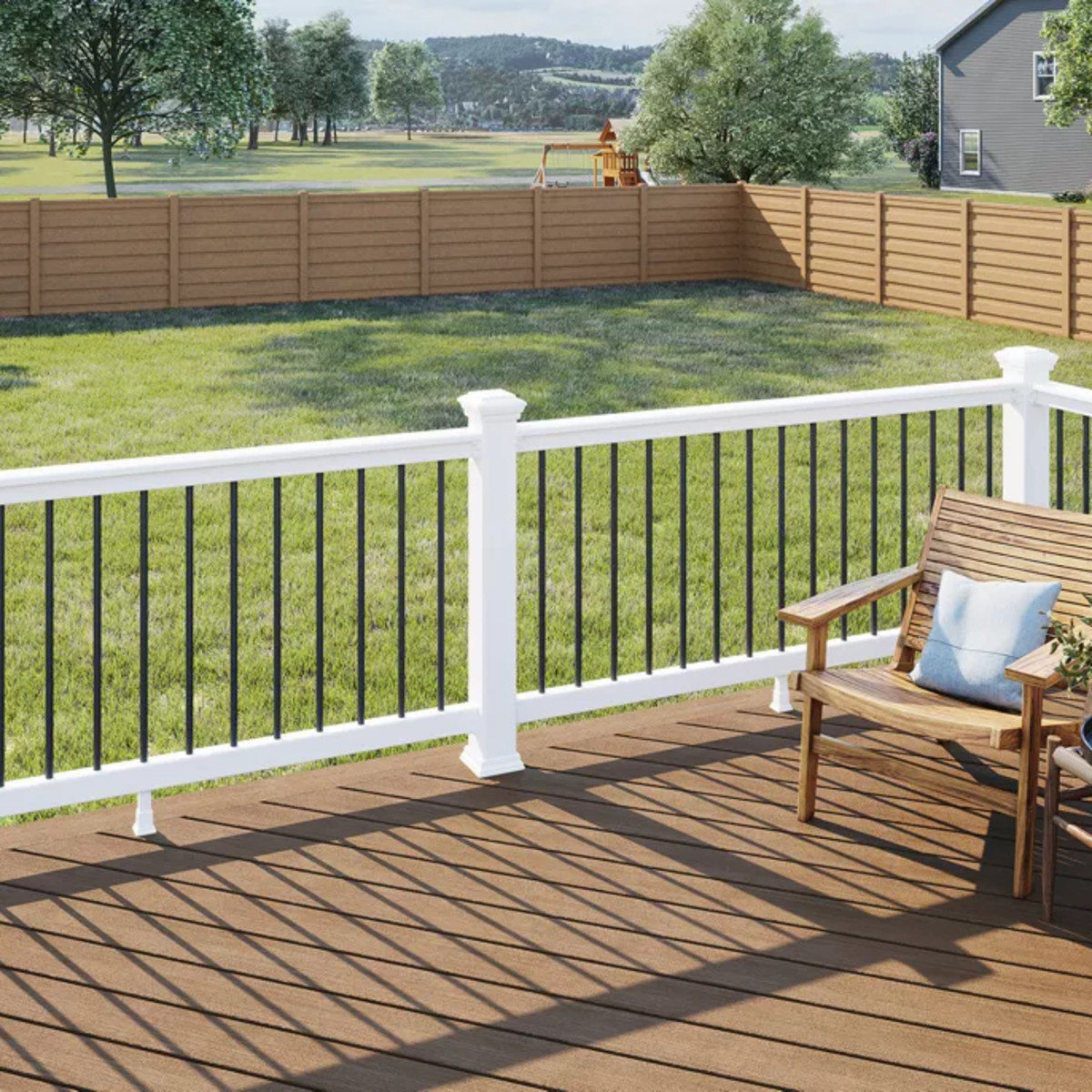 Main 5 - 8-ft x 36-in Select® Horizontal T-Rail Kit with Round Aluminum Balusters - Classic White - Arlington Coal & Lumber