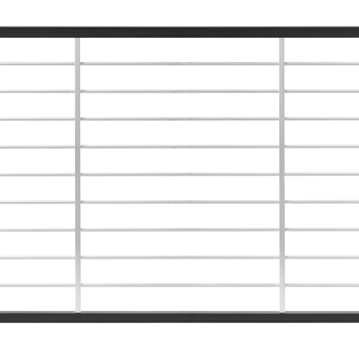 96-in x 36-in Signature Charcoal Black Frame and Platinum Rod Railing-Horizontal - Arlington Coal & Lumber