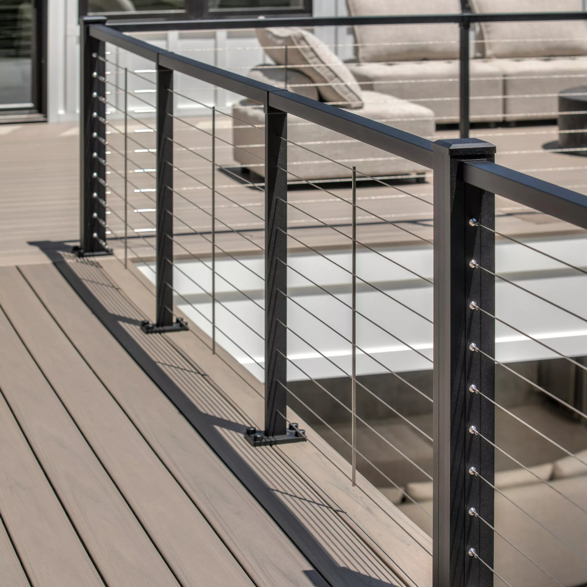 Main 4 - 6-ft x 42-in Transcend Horizontal Rail Kit with Round Aluminum Balusters - Vintage Lantern Full Span - Arlington Coal & Lumber