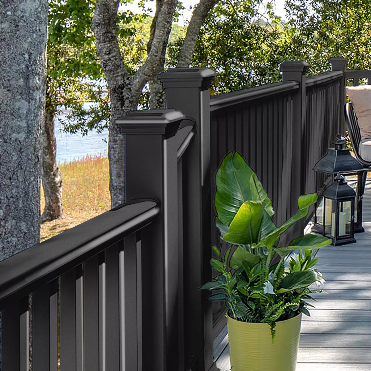 Main 8 - 4.45-in x 4.45-in x 108-in Post Sleeve-Fits over a 4x4 pressure treated post-Charcoal Black - Arlington Coal & Lumber