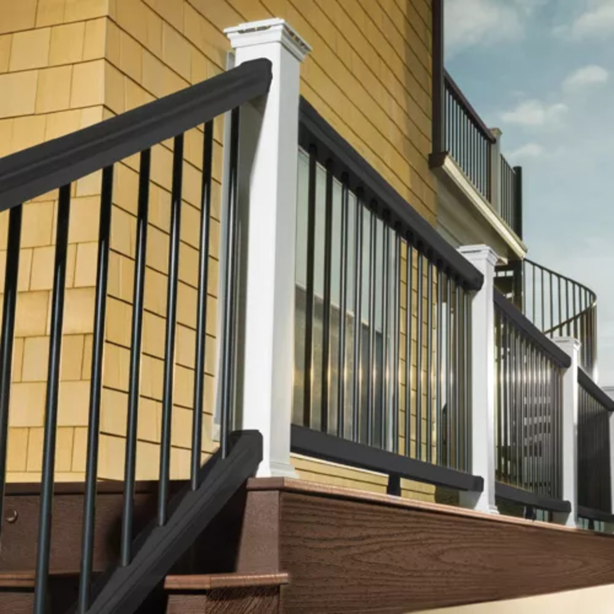 Main 2 - 8-ft x 36-in Transcend Stair Rail Kit with Round Aluminum Balusters - Charcoal Black Full Span - Arlington Coal & Lumber