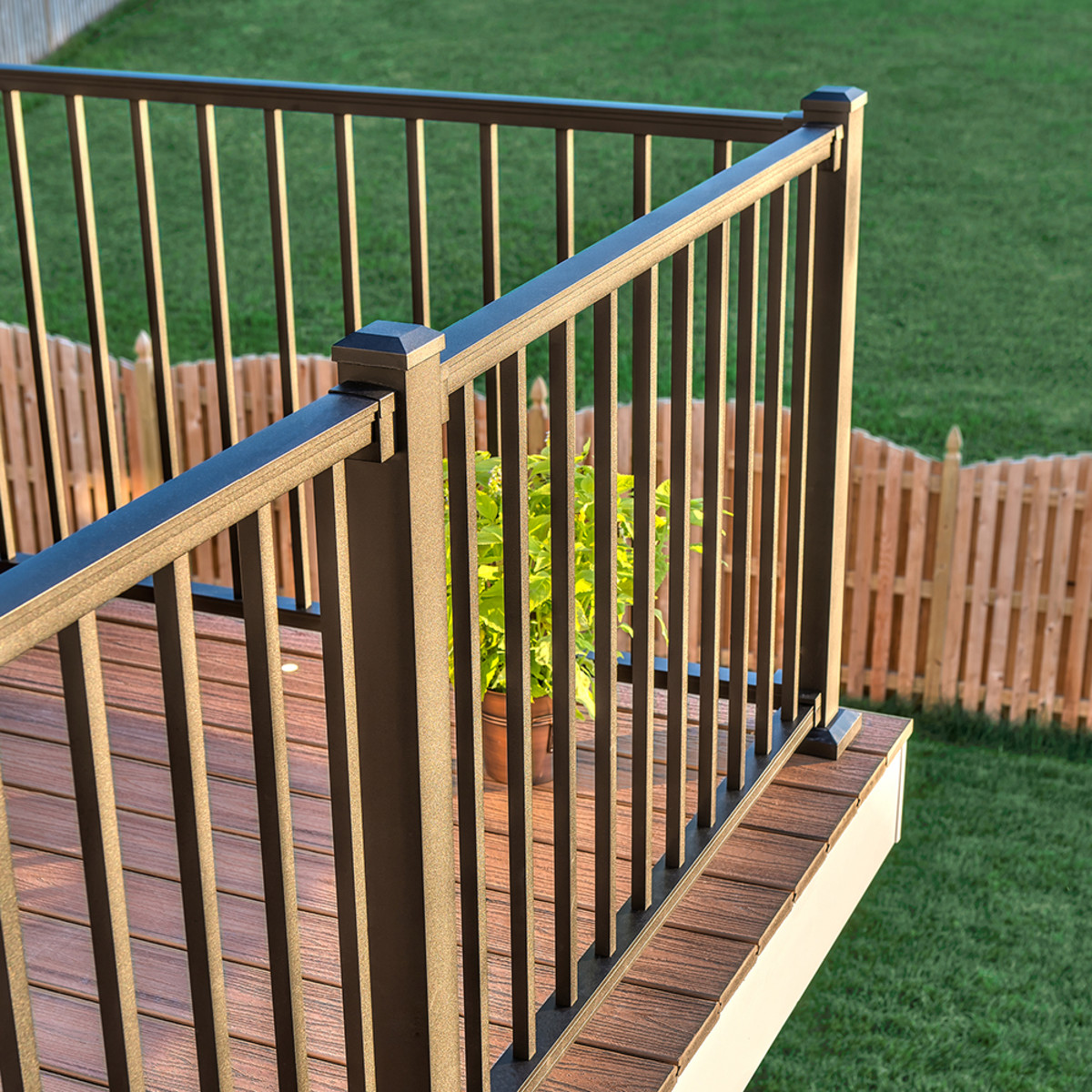 Main 3 - 96-in x 36-in Signature Rail Kit with Square Balusters-Horizontal-Bronze - Arlington Coal & Lumber