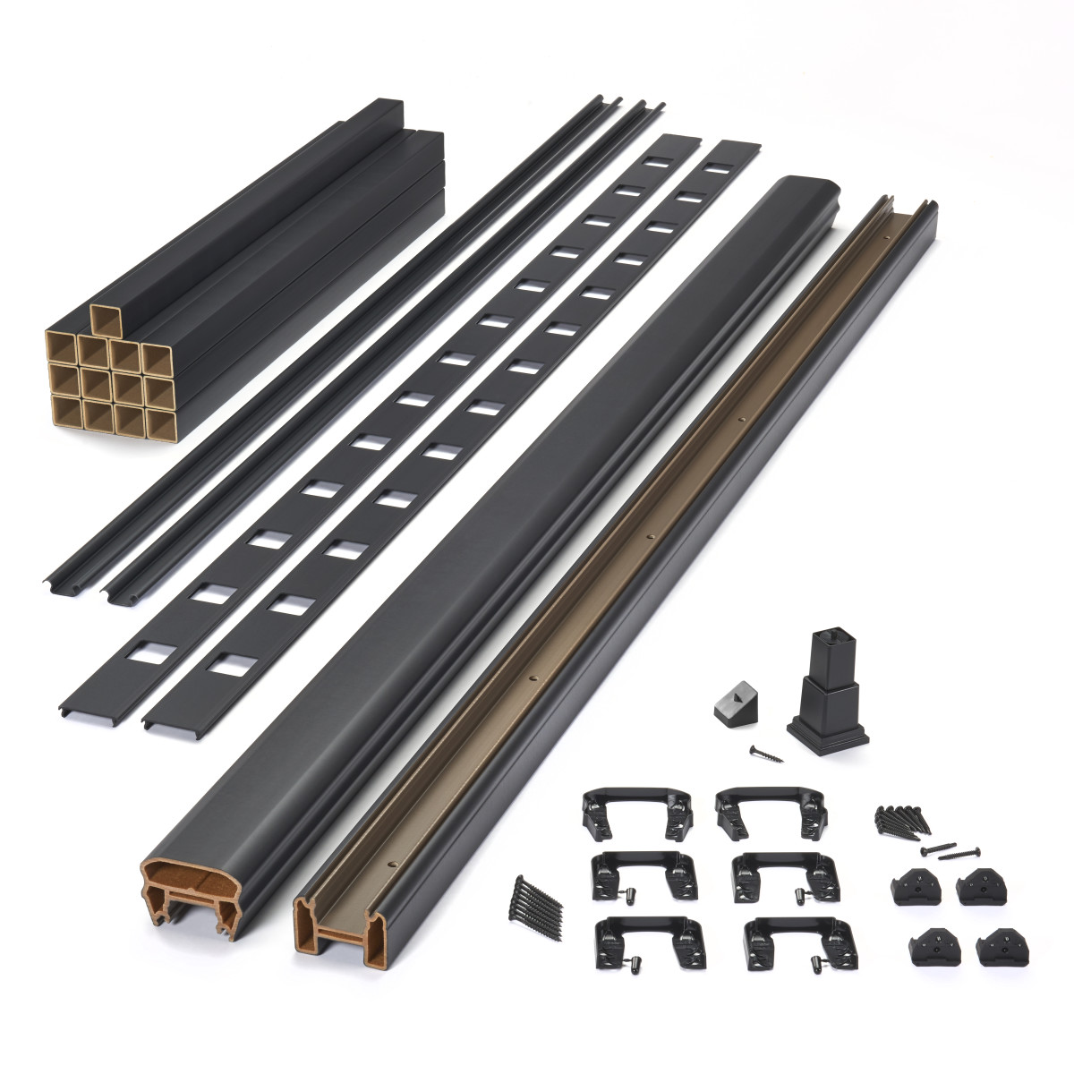 Main 7 - 8-ft x 42-in Transcend Horizontal Rail Kit with Composite Balusters - Charcoal Black Full Span - Arlington Coal & Lumber