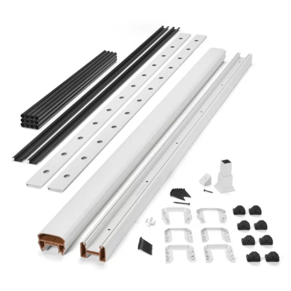 Main 3 - 8-ft x 36-in Transcend Stair Rail Kit with Round Aluminum Balusters - Classic White Full Span - Arlington Coal & Lumber