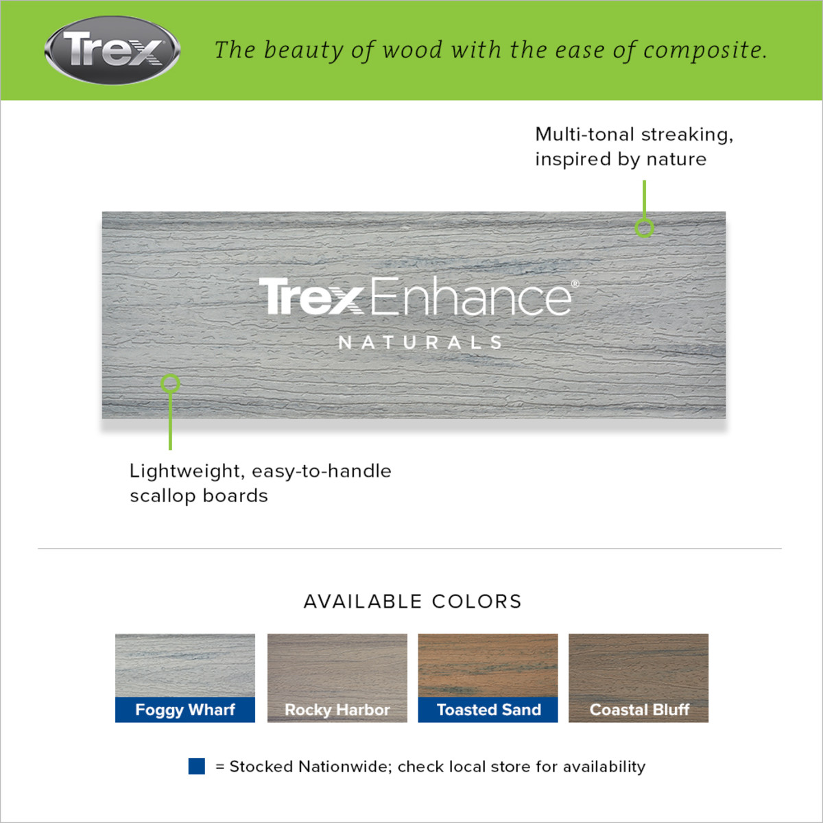 Main 5 - 16 FT TREX ENHANCED NATURALS DECK BOARDS COASTAL BLUFF - Arlington Coal & Lumber