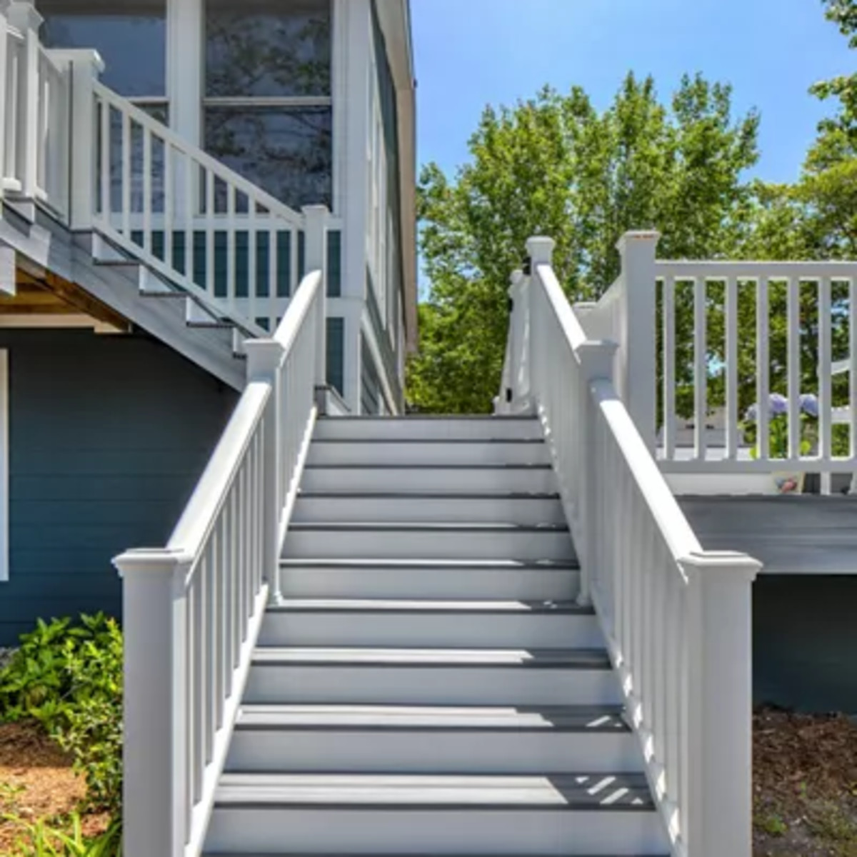 Main 10 - 8-ft x 42-in Select Horizontal T-Rail Kit with Square Composites Balusters - Classic White - Arlington Coal & Lumber