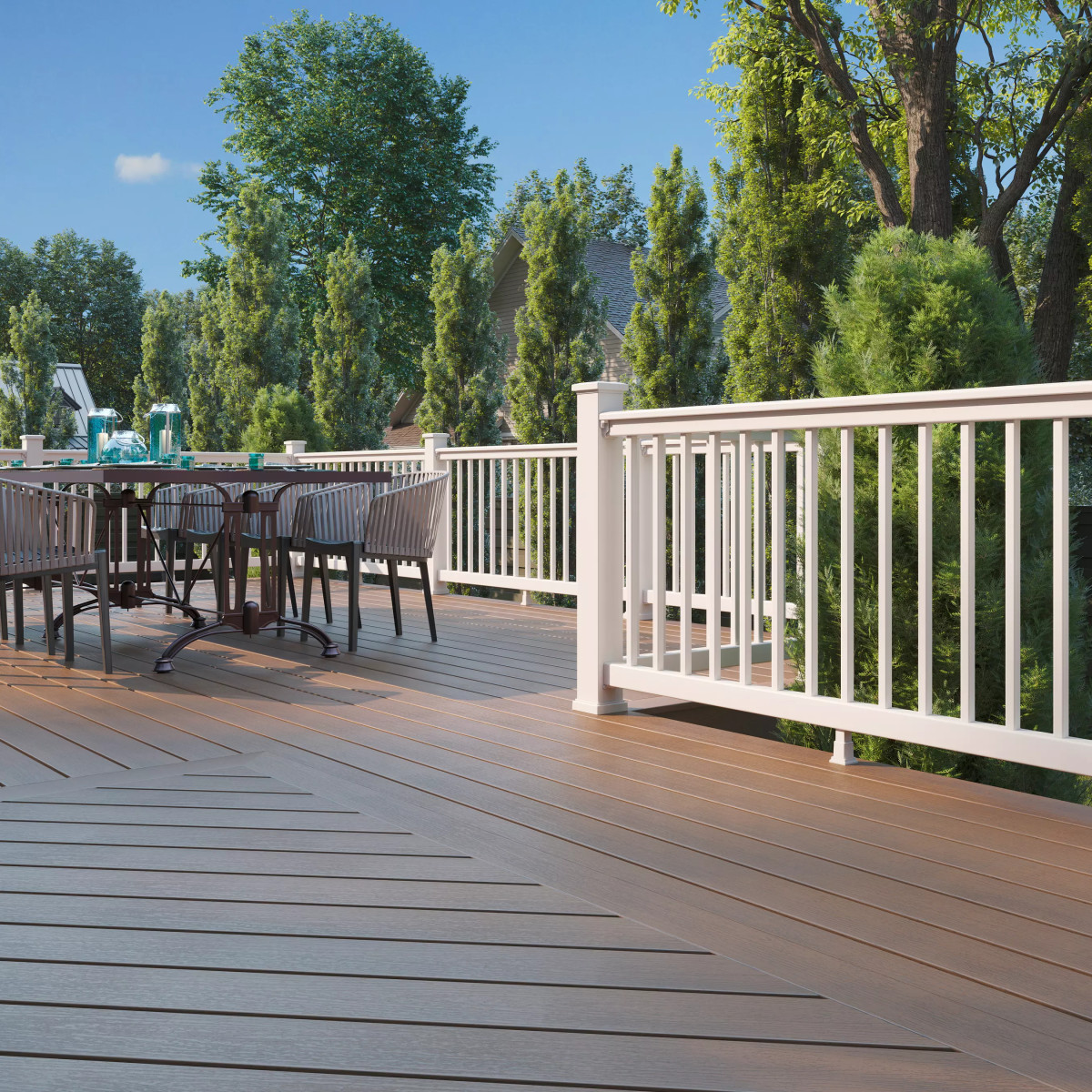 Main 7 - 6-ft x 36-in Select® Stair T-Rail Kit with Round Aluminum Balusters - Classic White - Arlington Coal & Lumber