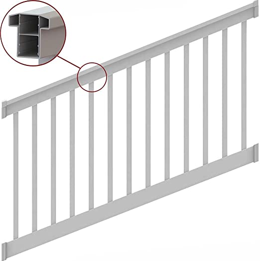 6-ft x 36-in Select Stair T-Rail Kit with Square Composites Balusters - Classic White - Arlington Coal & Lumber