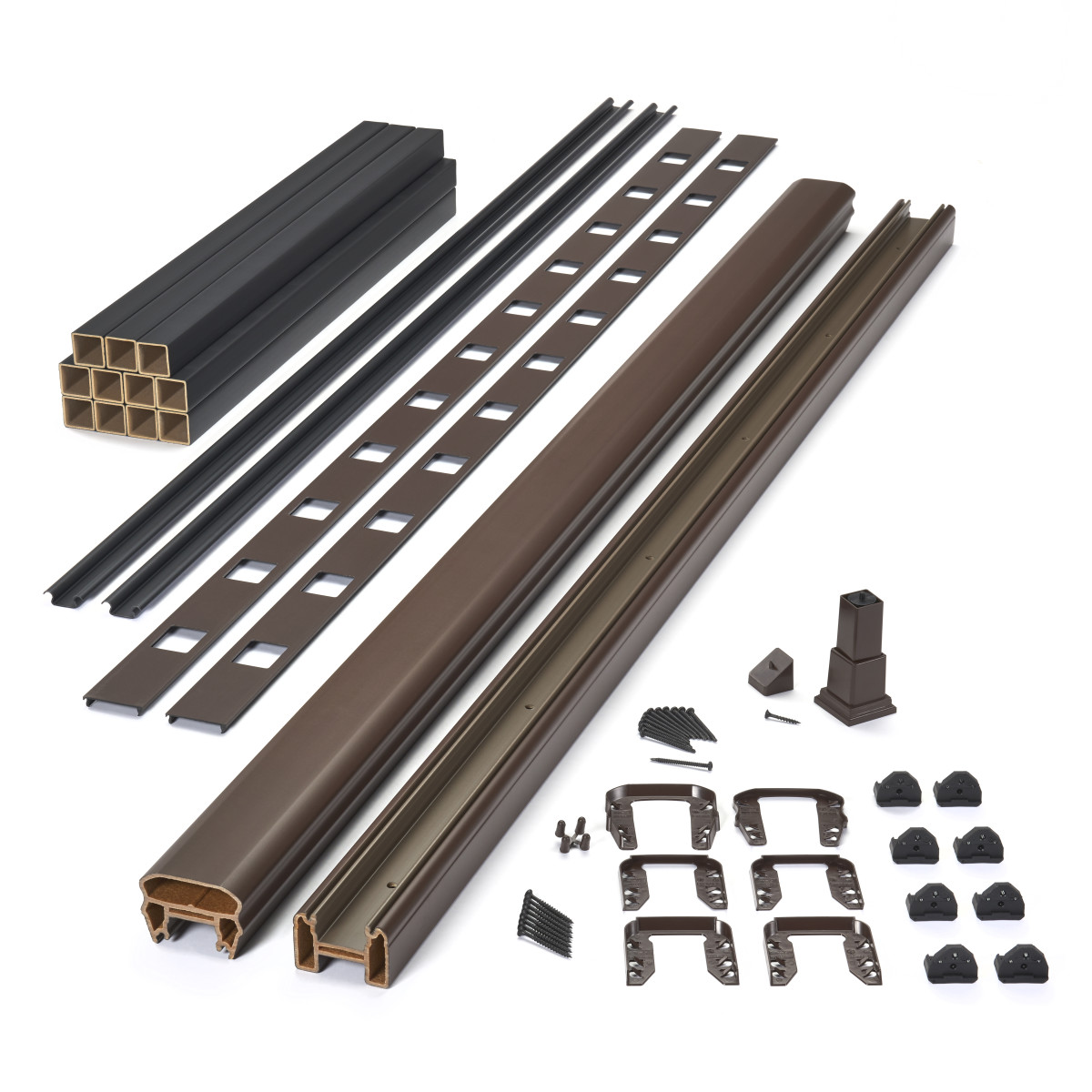 Main 17 - 8-ft x 36-in Transcend Horizontal Rail Kit with Composite Balusters - Charcoal Black Full Span - Arlington Coal & Lumber